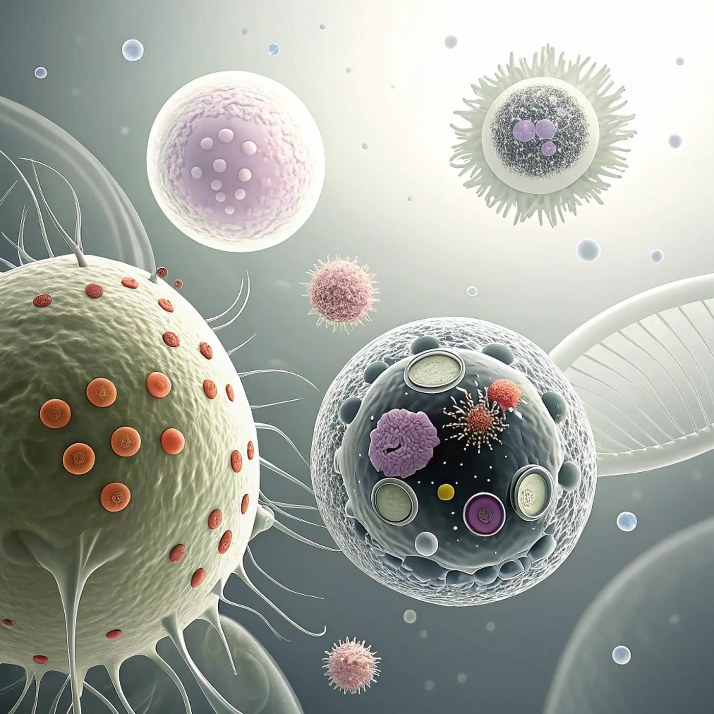 Multiple body cells interacting with one another.
